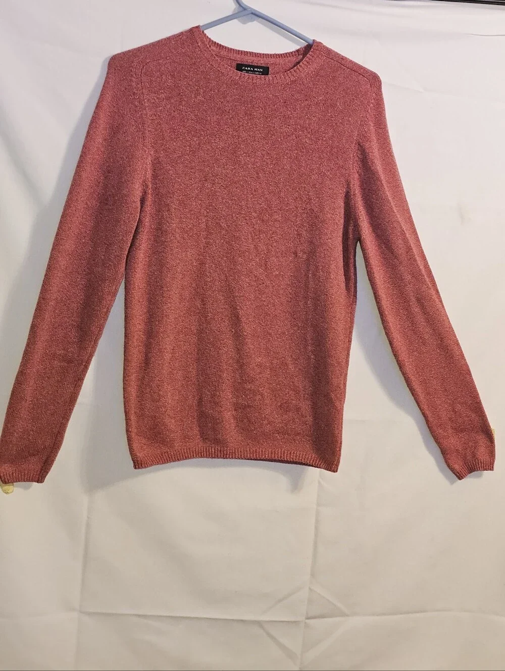 Zara Mens Crew Neck Jumper Sweater Large Orange Size Small
